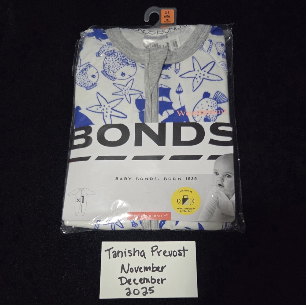 Bonds Baby Zippy with Blue Sea Print Size 00 3-6m